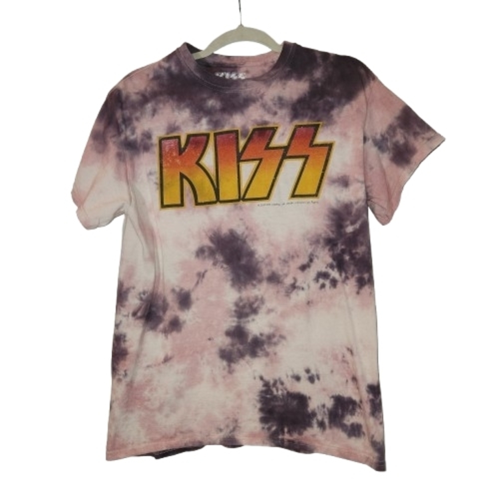 KISS Pink/Purple Tie Dye Band Tee Size S 100% Cotton From 2020 Short Sleeve